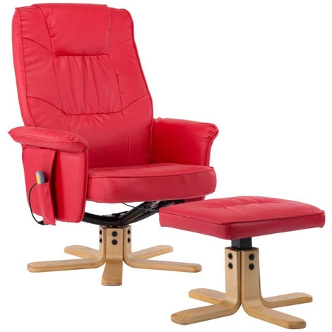 LES TENDANCES Fauteuil De Massage Avec Repose-pieds Rouge Similicuir 4 LES TENDANCES Fauteuil De Massage Avec Repose-pieds Rouge Similicuir â Image 2