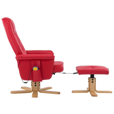 LES TENDANCES Fauteuil De Massage Avec Repose-pieds Rouge Similicuir 6 LES TENDANCES Fauteuil De Massage Avec Repose-pieds Rouge Similicuir â Image 4