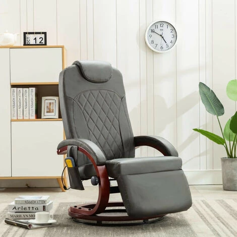 LES TENDANCES Fauteuil De Massage TV Gris Similicuir 3 LES TENDANCES Fauteuil De Massage TV Gris Similicuir