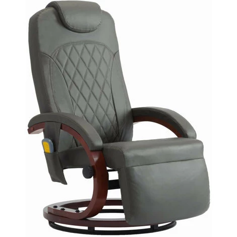 LES TENDANCES Fauteuil De Massage TV Gris Similicuir 4 LES TENDANCES Fauteuil De Massage TV Gris Similicuir – Image 2