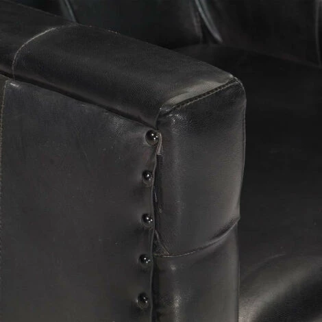 LES TENDANCES Fauteuil Noir Cuir Véritable 4 LES TENDANCES Fauteuil Noir Cuir Véritable – Image 2