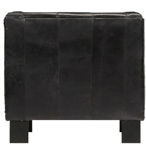 LES TENDANCES Fauteuil Noir Cuir Véritable 6 LES TENDANCES Fauteuil Noir Cuir Véritable – Image 4