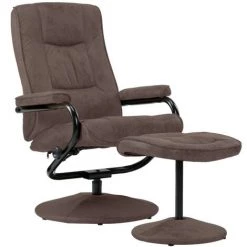 LES TENDANCES Fauteuil TV Avec Repose-pied Marron Similicuir Daim