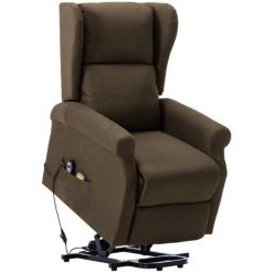 LES TENDANCES Fauteuil De Massage Inclinable Marron Tissu -Pas Cher Fauteuil Magasin 66885411 2