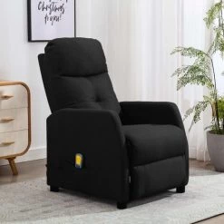 LES TENDANCES Fauteuil Inclinable De Massage Noir Tissu