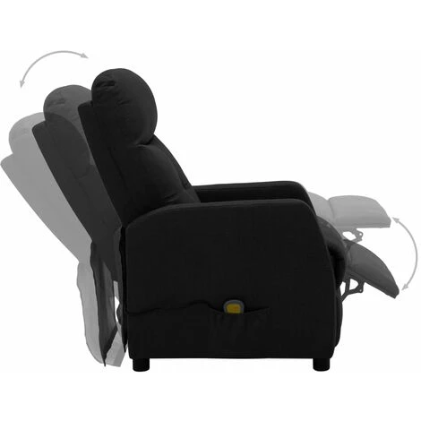 LES TENDANCES Fauteuil Inclinable De Massage Noir Tissu 7 LES TENDANCES Fauteuil Inclinable De Massage Noir Tissu – Image 5
