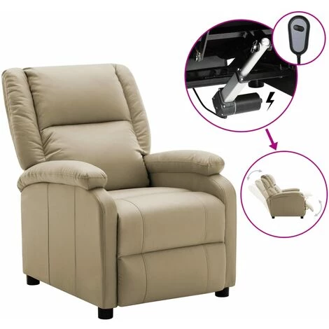 LES TENDANCES Fauteuil Inclinable électrique Cappuccino Similicuir 3 LES TENDANCES Fauteuil Inclinable électrique Cappuccino Similicuir