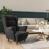 LES TENDANCES Fauteuil Gris Foncé Velours -Pas Cher Fauteuil Magasin 66886838 1