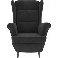 LES TENDANCES Fauteuil Gris Foncé Velours -Pas Cher Fauteuil Magasin 66886838 3