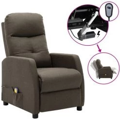 LES TENDANCES Fauteuil Inclinable électrique De Massage Taupe Tissu