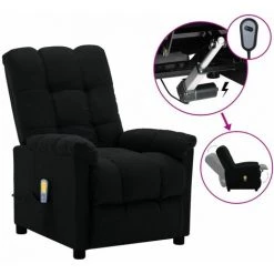LES TENDANCES Fauteuil De Massage Inclinable électrique Noir Tissu