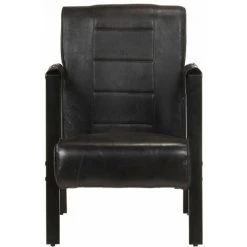 LES TENDANCES Fauteuil 60x80x87 Cm Noir Cuir De Chèvre Véritable -Pas Cher Fauteuil Magasin 66888047 3