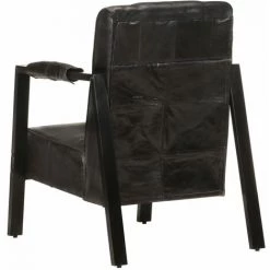 LES TENDANCES Fauteuil 60x80x87 Cm Noir Cuir De Chèvre Véritable -Pas Cher Fauteuil Magasin 66888047 4