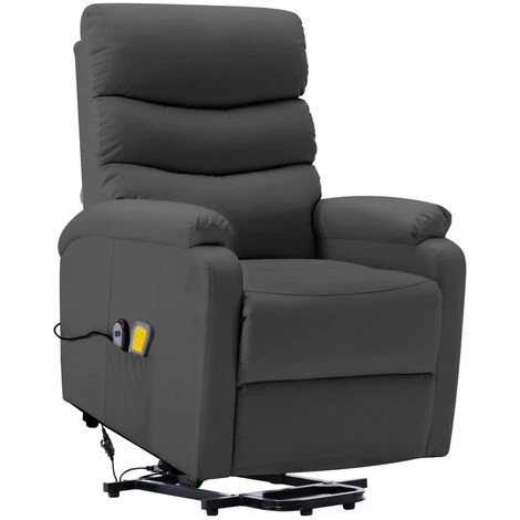LES TENDANCES Fauteuil Inclinable De Massage Anthracite Similicuir 4 LES TENDANCES Fauteuil Inclinable De Massage Anthracite Similicuir – Image 2