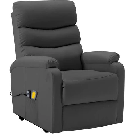 LES TENDANCES Fauteuil Inclinable De Massage Anthracite Similicuir 5 LES TENDANCES Fauteuil Inclinable De Massage Anthracite Similicuir – Image 3