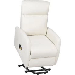 LES TENDANCES Fauteuil Inclinable De Massage Crème Similicuir