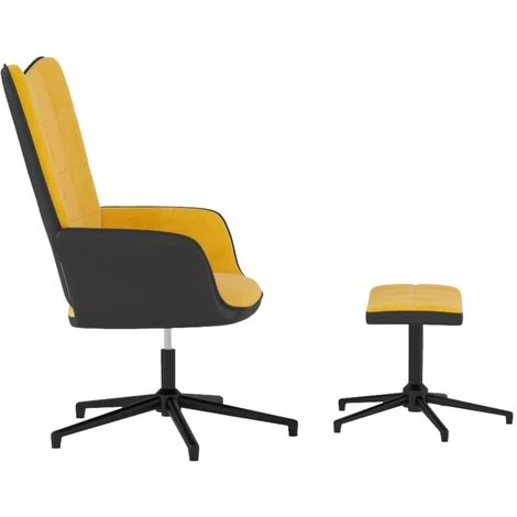 LES TENDANCES Chaise De Détente Et Repose-pied Jaune Moutarde Velours Et PVC 7 LES TENDANCES Chaise De Détente Et Repose-pied Jaune Moutarde Velours Et PVC – Image 5