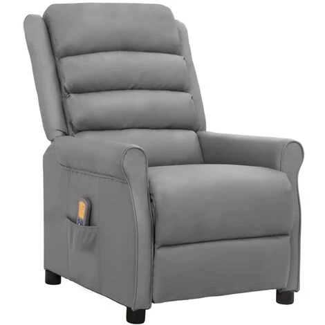 LES TENDANCES Fauteuil De Massage Inclinable Gris Similicuir 3 LES TENDANCES Fauteuil De Massage Inclinable Gris Similicuir