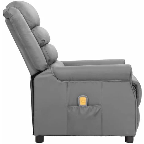LES TENDANCES Fauteuil De Massage Inclinable Gris Similicuir 6 LES TENDANCES Fauteuil De Massage Inclinable Gris Similicuir – Image 4