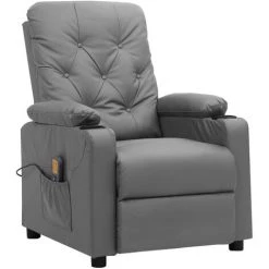 LES TENDANCES Fauteuil De Massage Inclinable Gris Similicuir