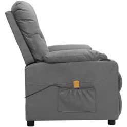 LES TENDANCES Fauteuil De Massage Inclinable Gris Similicuir -Pas Cher Fauteuil Magasin 66898528 4