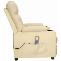 LES TENDANCES Fauteuil De Massage Inclinable Crème Tissu -Pas Cher Fauteuil Magasin 66899042 5