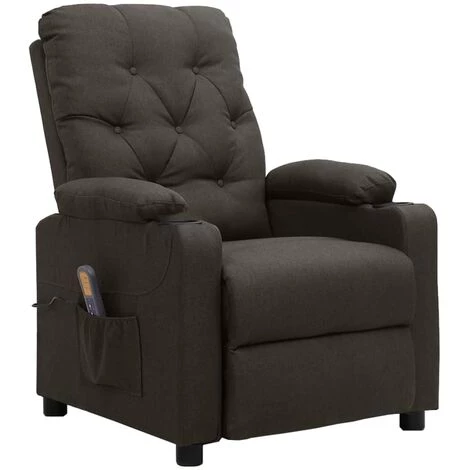 LES TENDANCES Fauteuil De Massage Inclinable Taupe Tissu 3 LES TENDANCES Fauteuil De Massage Inclinable Taupe Tissu