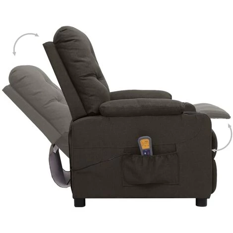 LES TENDANCES Fauteuil De Massage Inclinable Taupe Tissu 7 LES TENDANCES Fauteuil De Massage Inclinable Taupe Tissu – Image 5