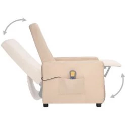LES TENDANCES Fauteuil Releveur Inclinable De Massage Crème Tissu -Pas Cher Fauteuil Magasin 66899500 5
