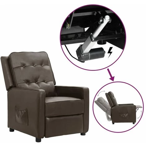 LES TENDANCES Fauteuil Releveur Inclinable Marron Similicuir Brillant 3 LES TENDANCES Fauteuil Releveur Inclinable Marron Similicuir Brillant