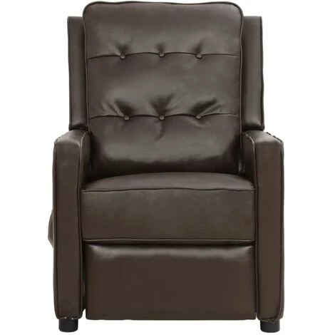 LES TENDANCES Fauteuil Releveur Inclinable Marron Similicuir Brillant 5 LES TENDANCES Fauteuil Releveur Inclinable Marron Similicuir Brillant – Image 3