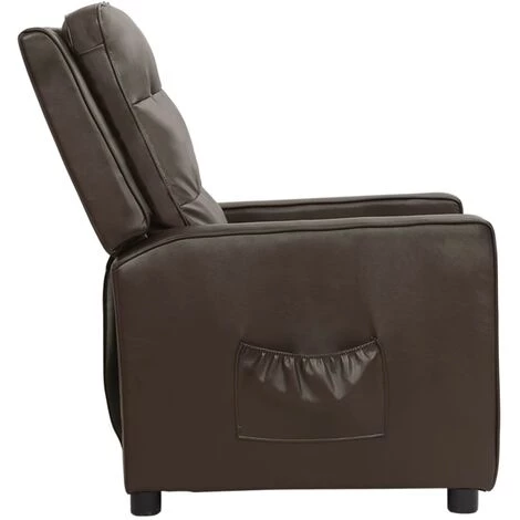 LES TENDANCES Fauteuil Releveur Inclinable Marron Similicuir Brillant 6 LES TENDANCES Fauteuil Releveur Inclinable Marron Similicuir Brillant – Image 4