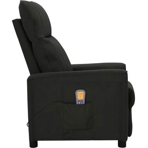 LES TENDANCES Fauteuil De Massage Inclinable Noir Tissu 5 LES TENDANCES Fauteuil De Massage Inclinable Noir Tissu – Image 3