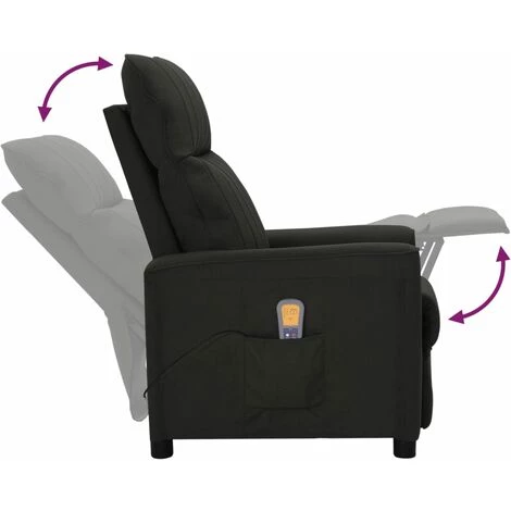 LES TENDANCES Fauteuil De Massage Inclinable Noir Tissu 7 LES TENDANCES Fauteuil De Massage Inclinable Noir Tissu – Image 5