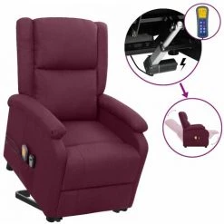 LES TENDANCES Fauteuil Releveur Inclinable De Massage Violet Tissu