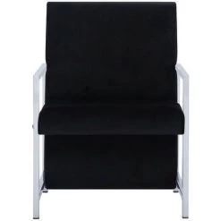LES TENDANCES Fauteuil Avec Pieds En Chrome Noir Velours -Pas Cher Fauteuil Magasin 66905031 4
