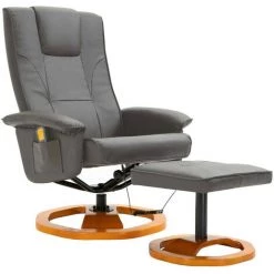 LES TENDANCES Fauteuil De Massage Avec Repose-pied Gris Similicuir -Pas Cher Fauteuil Magasin 66905060 2