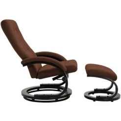 LES TENDANCES Fauteuil Inclinable Avec Repose-pieds Marron Tissu En Daim -Pas Cher Fauteuil Magasin 66905061 3