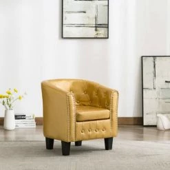 LES TENDANCES Fauteuil Doré Brillant Similicuir