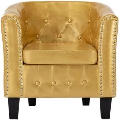 LES TENDANCES Fauteuil Doré Brillant Similicuir -Pas Cher Fauteuil Magasin 66905535 4