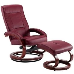 LES TENDANCES Fauteuil Inclinable Avec Repose-pied Rouge Bordeaux Similicuir