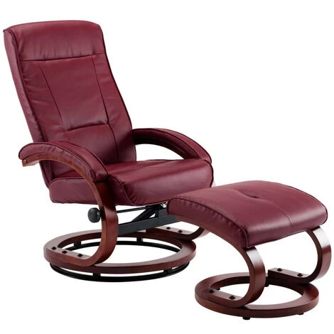 LES TENDANCES Fauteuil Inclinable Avec Repose-pied Rouge Bordeaux Similicuir 3 LES TENDANCES Fauteuil Inclinable Avec Repose-pied Rouge Bordeaux Similicuir