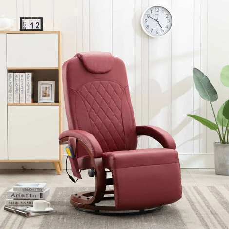 LES TENDANCES Fauteuil De Massage TV Rouge Bordeaux Similicuir 3 LES TENDANCES Fauteuil De Massage TV Rouge Bordeaux Similicuir