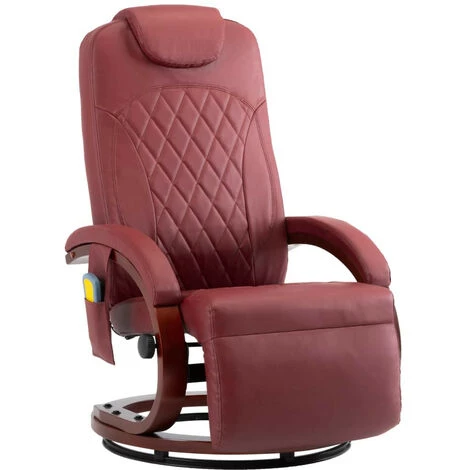 LES TENDANCES Fauteuil De Massage TV Rouge Bordeaux Similicuir 4 LES TENDANCES Fauteuil De Massage TV Rouge Bordeaux Similicuir – Image 2