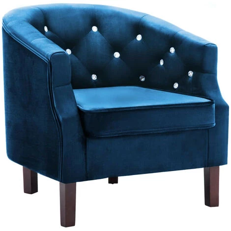 LES TENDANCES Fauteuil Bleu Velours 4 LES TENDANCES Fauteuil Bleu Velours – Image 2
