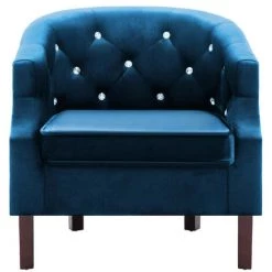 LES TENDANCES Fauteuil Bleu Velours 10 LES TENDANCES Fauteuil Bleu Velours -Pas Cher Fauteuil Magasin 66905723 4