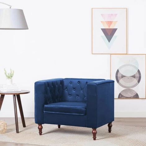 LES TENDANCES Fauteuil Bleu Velours 3 LES TENDANCES Fauteuil Bleu Velours