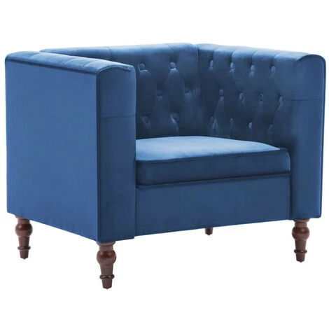LES TENDANCES Fauteuil Bleu Velours 4 LES TENDANCES Fauteuil Bleu Velours – Image 2
