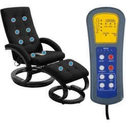 LES TENDANCES Fauteuil De Massage Avec Repose-pieds Noir Tissu En Daim -Pas Cher Fauteuil Magasin 66905886 3