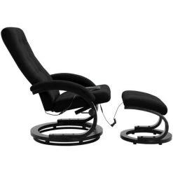 LES TENDANCES Fauteuil De Massage Avec Repose-pieds Noir Tissu En Daim -Pas Cher Fauteuil Magasin 66905886 4